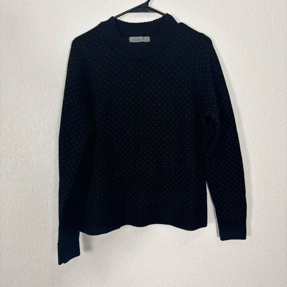 Icebreaker Women's Black with Grey Polka Dot Crewneck Wool Pullover Sweater Size - Picture 1 of 7